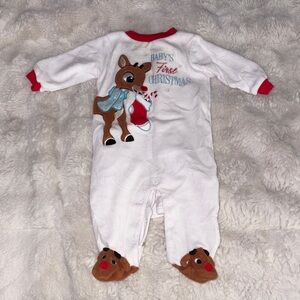 Baby's First Christmas Reindeer One Piece
